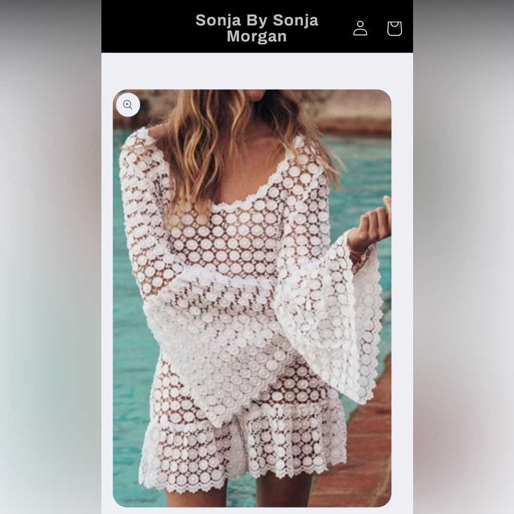 Sonja Morgan white crochet cover up swim dress size small